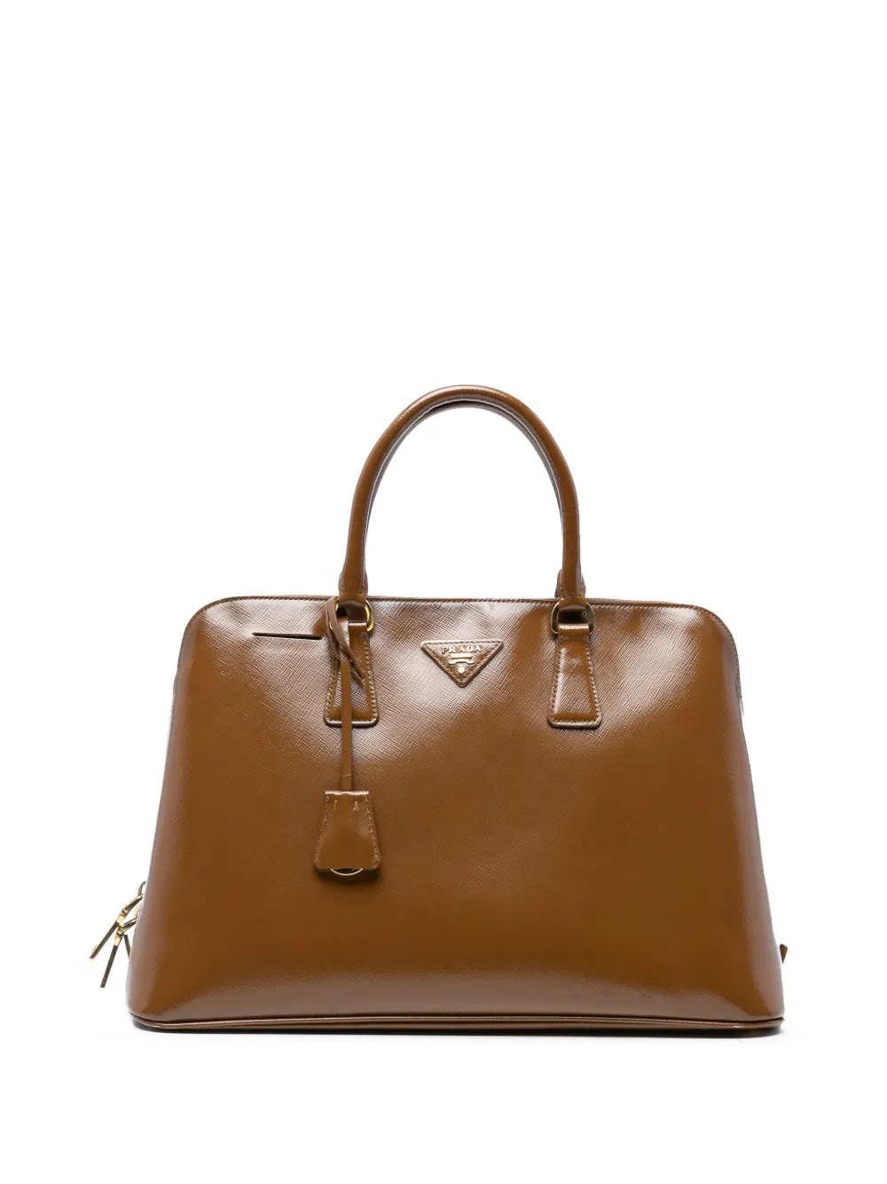 Prada Pre-Owned 2010-2025 ラージ サフィアーノ ヴェルニーチェ プロムナード サッチェルバッグ - ブラウン Prada Pre-Owned 2010-2025 ラージ サフィアーノ ヴェルニーチェ プロムナード サッチェルバッグ - ブラウン