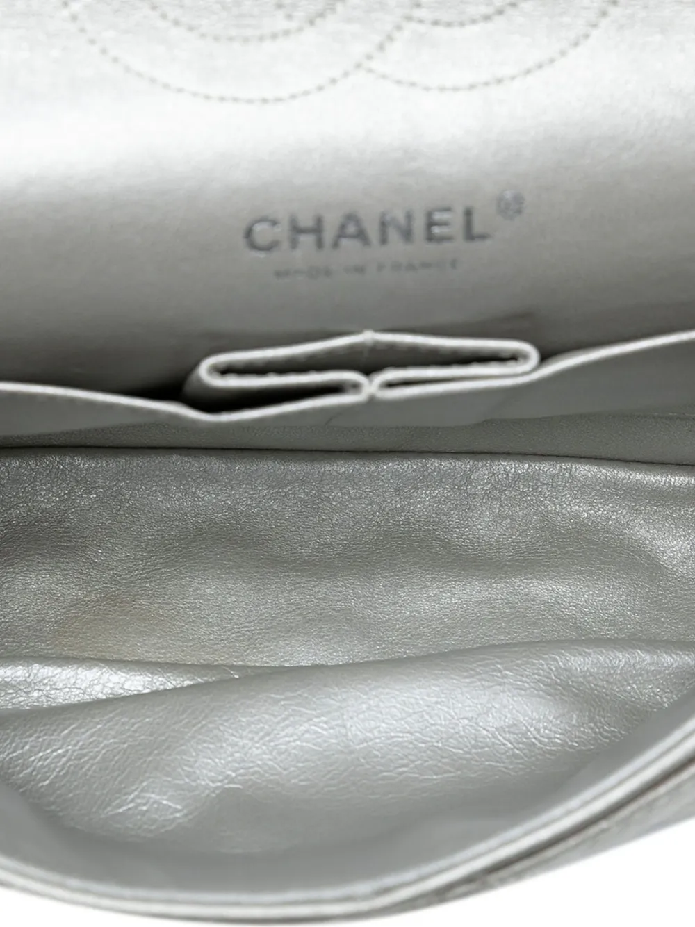 CHANEL Pre-owned 2008-2009 Medium Classic Lambskin Double Flap Shoulder Bag In Silver