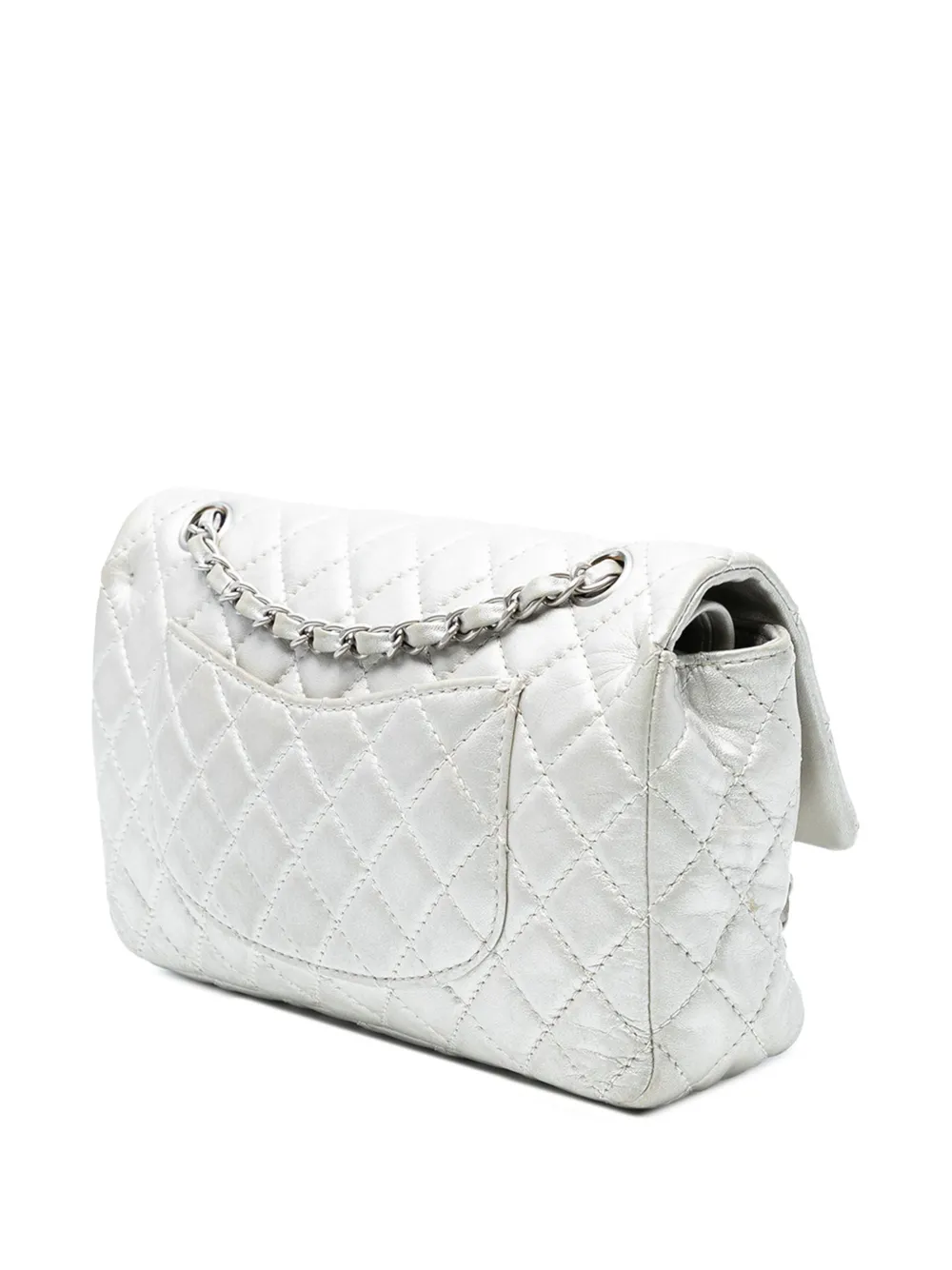 CHANEL Pre-owned 2008-2009 Medium Classic Lambskin Double Flap Shoulder Bag In Silver