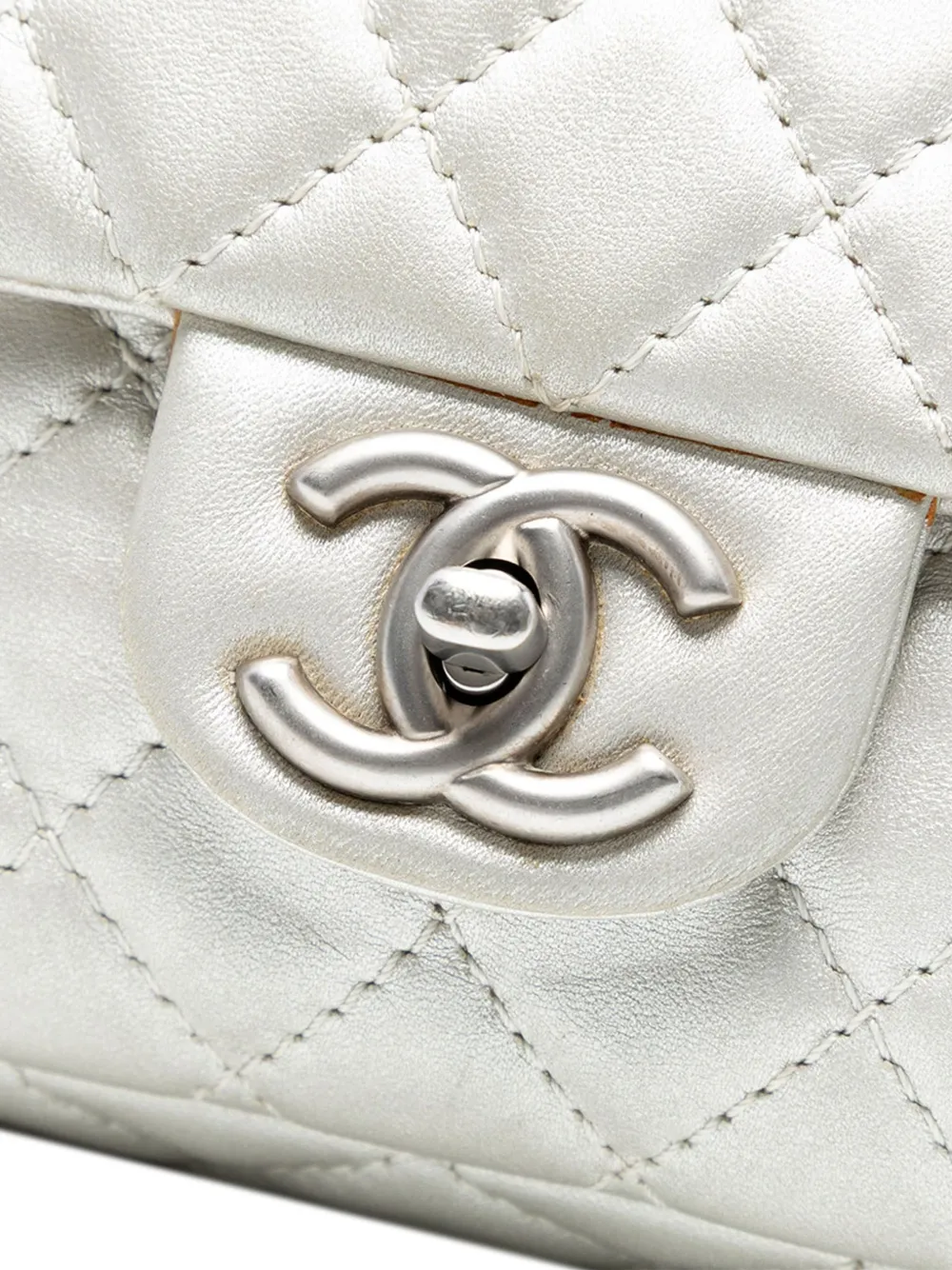 CHANEL Pre-owned 2008-2009 Medium Classic Lambskin Double Flap Shoulder Bag In Silver