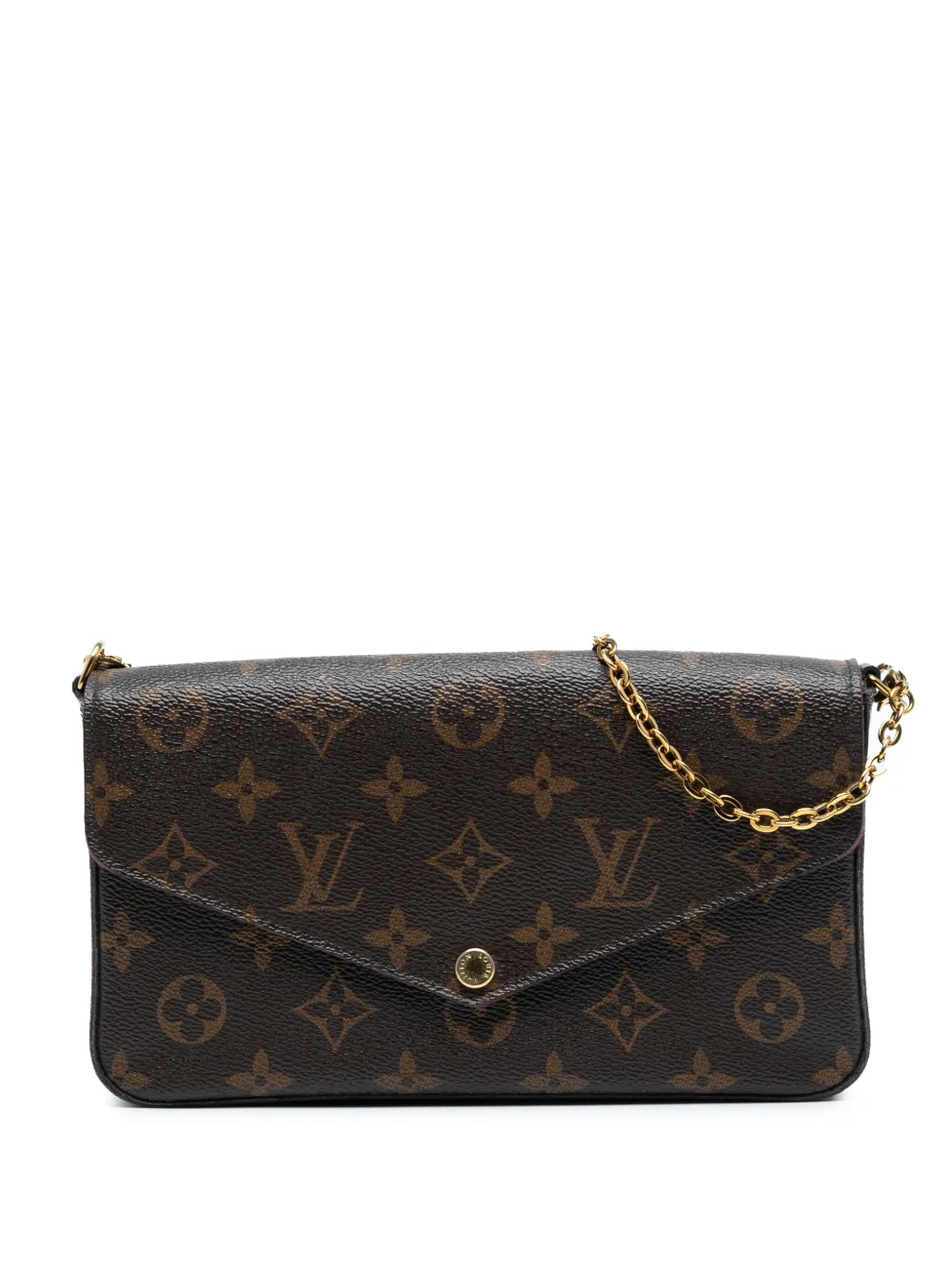 Pre-owned Louis Vuitton 2016 Monogram Pochette Felicie Crossbody Bag In Brown