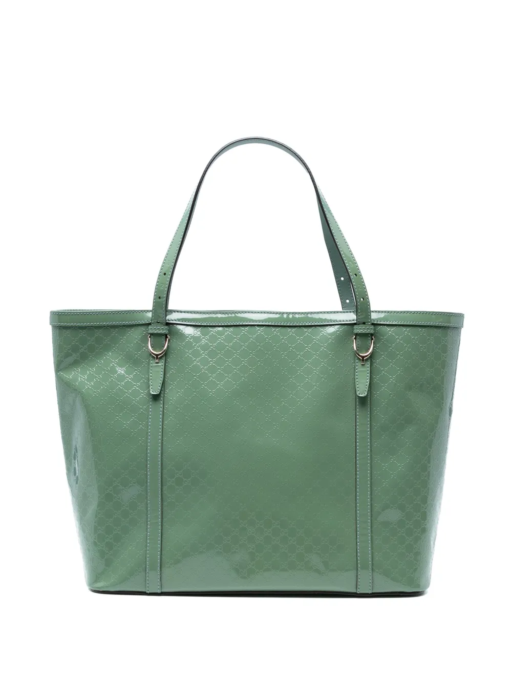 Pre-owned Gucci 2016-2025 Microssima Patent Nice Tote Bag In Green