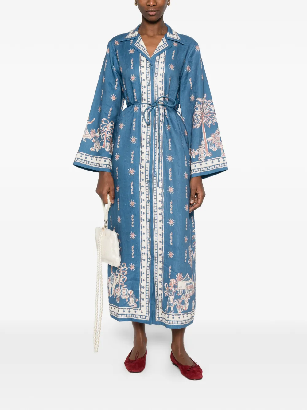 Alemais Acacia Patterned Tie Dress - Blue 