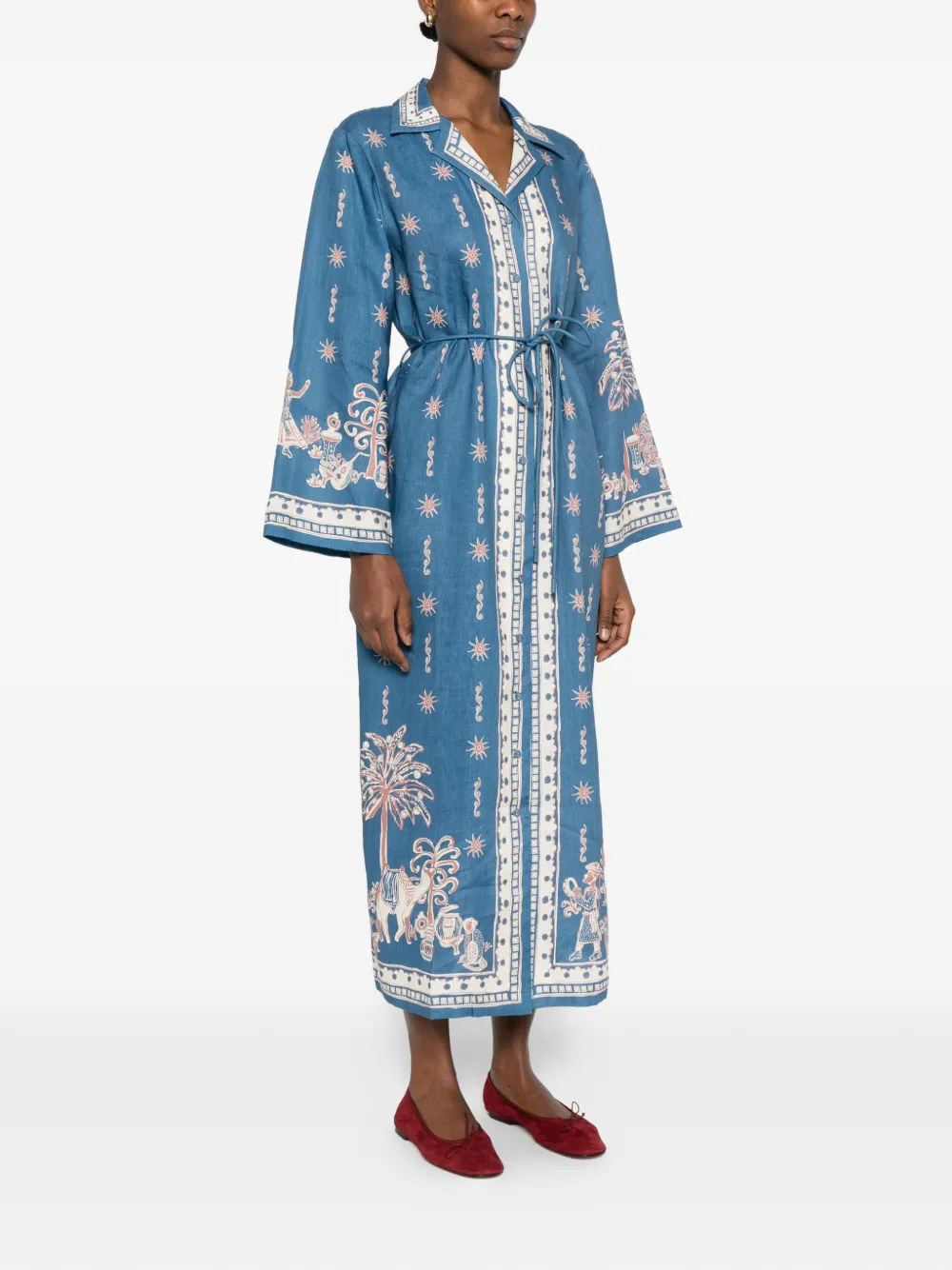  Alemais Acacia Patterned Tie Dress - Blue 