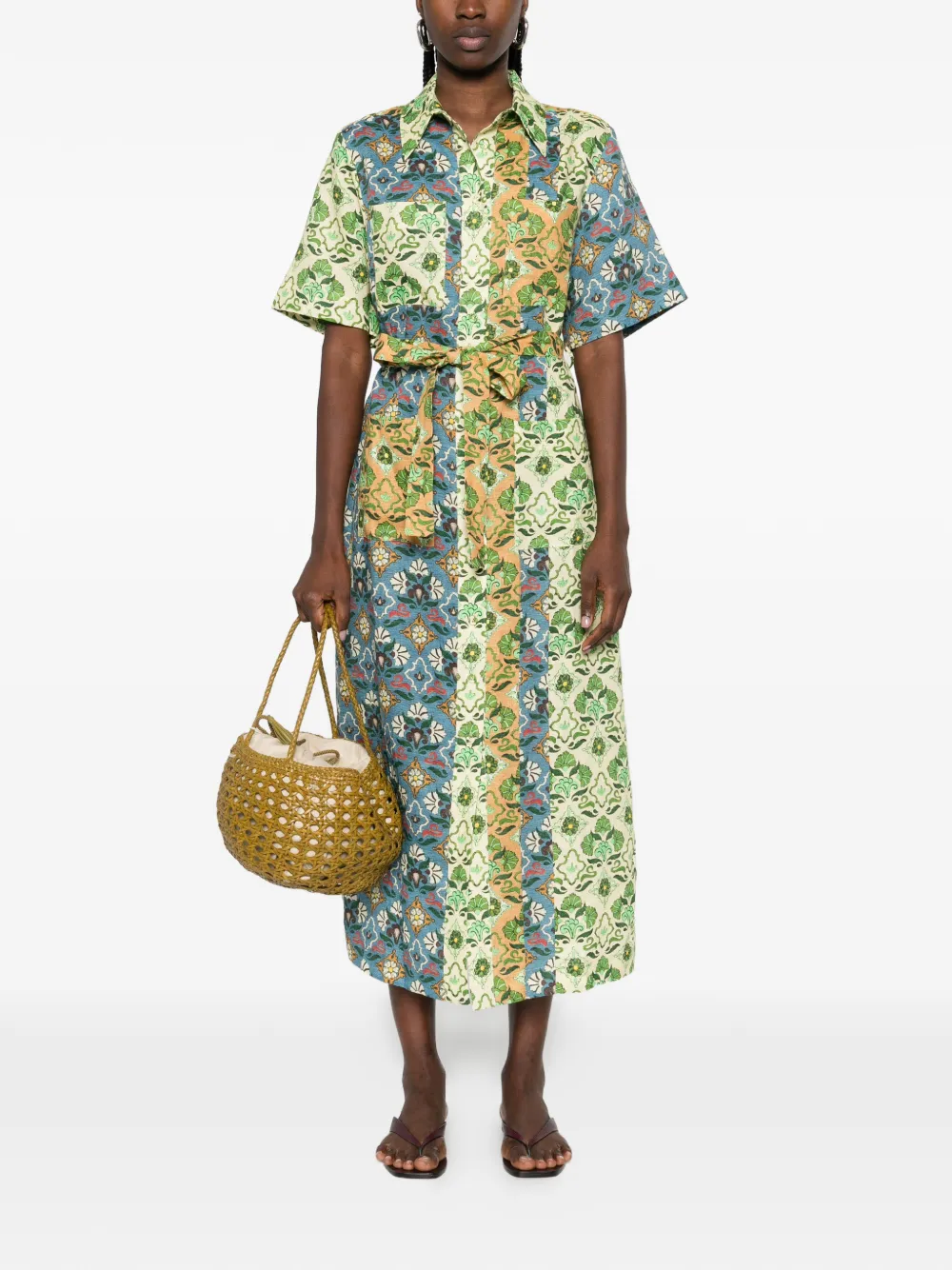  Alemais Floral Print Shirt Dress - Blue 