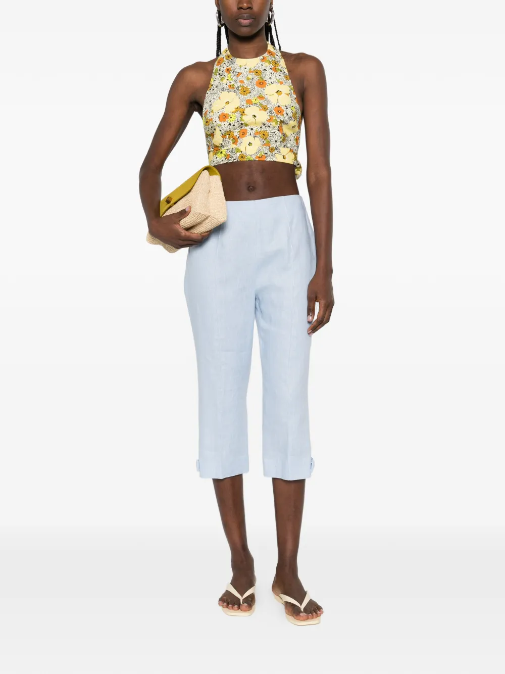  Alemais Orange Blossom Floral-tie Top - Yellow 