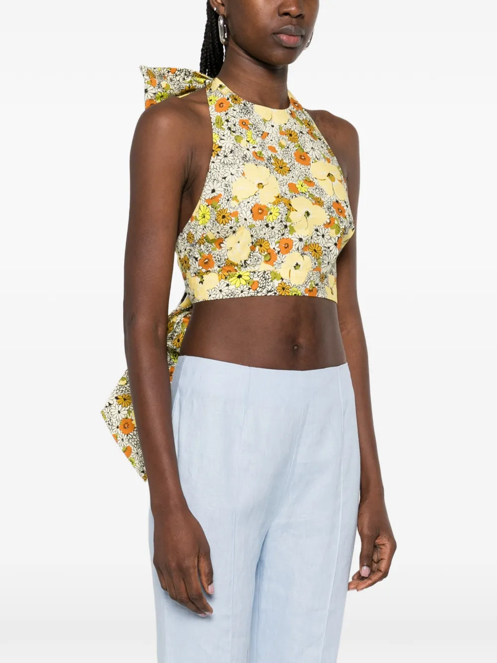  Alemais Orange Blossom Floral-tie Top - Yellow 