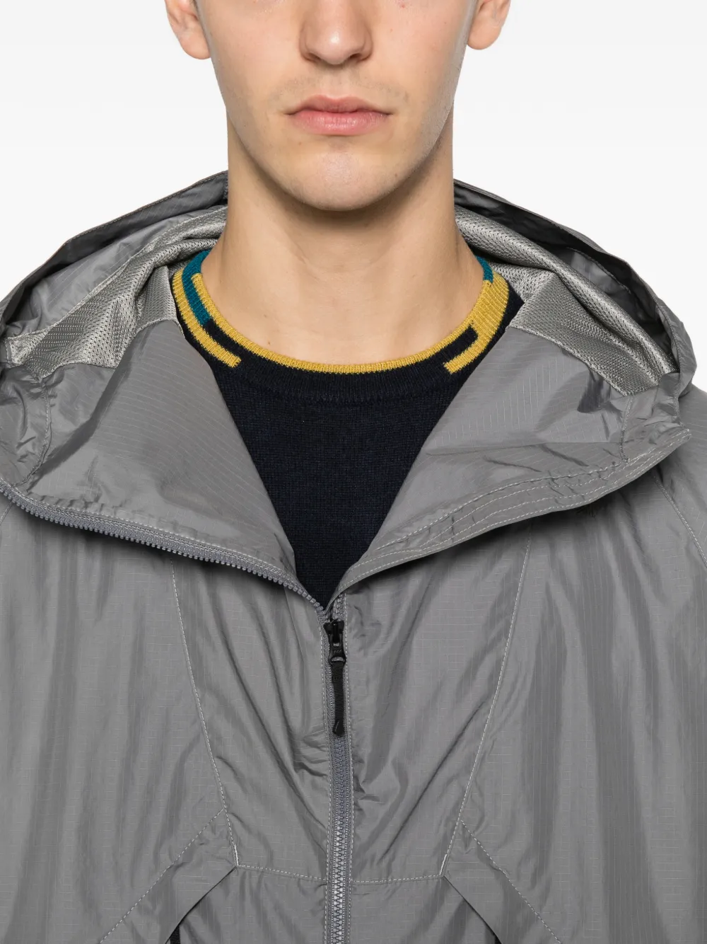 Goldwin Rip-stop Hooded-zipped Jacket In Gray