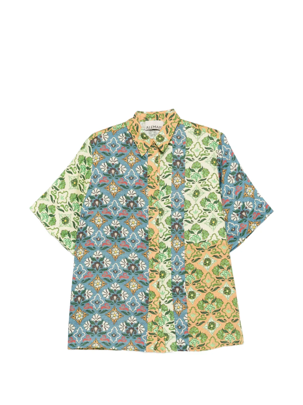 ALEMAIS Ali Spliced floral shirt - Blu