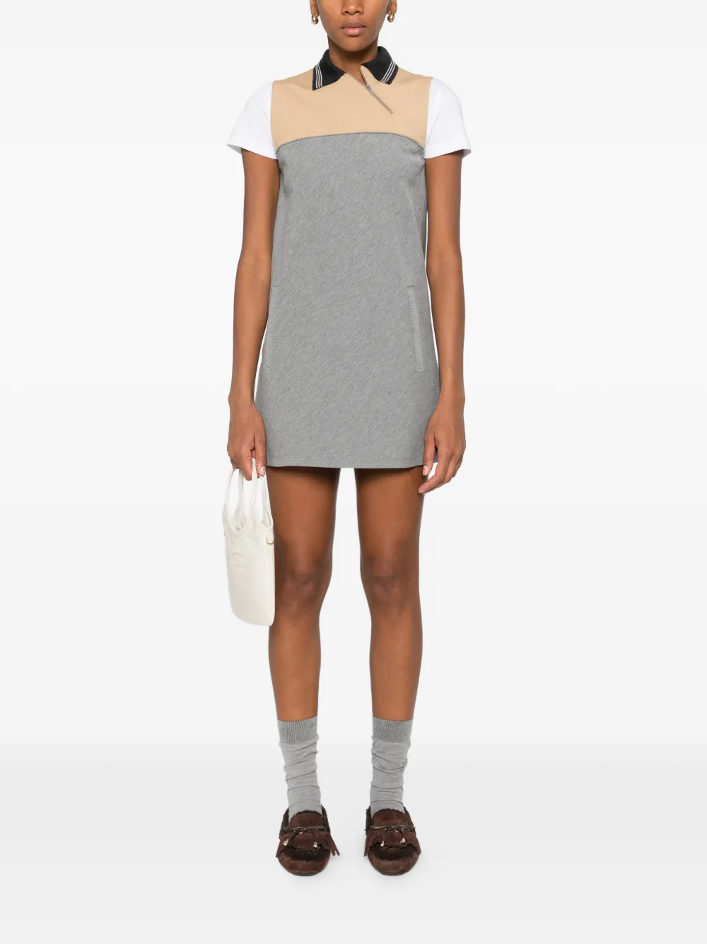 Miu Miu half-zip polo-collar mini dress - Grijs