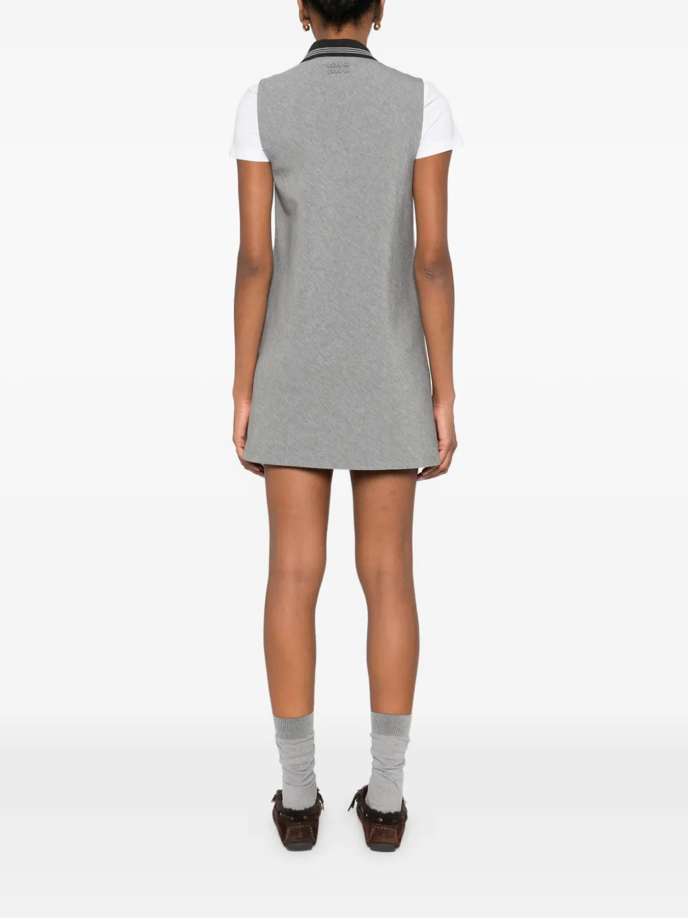 Miu Mini-jurk met halve rits en polokraag Grijs