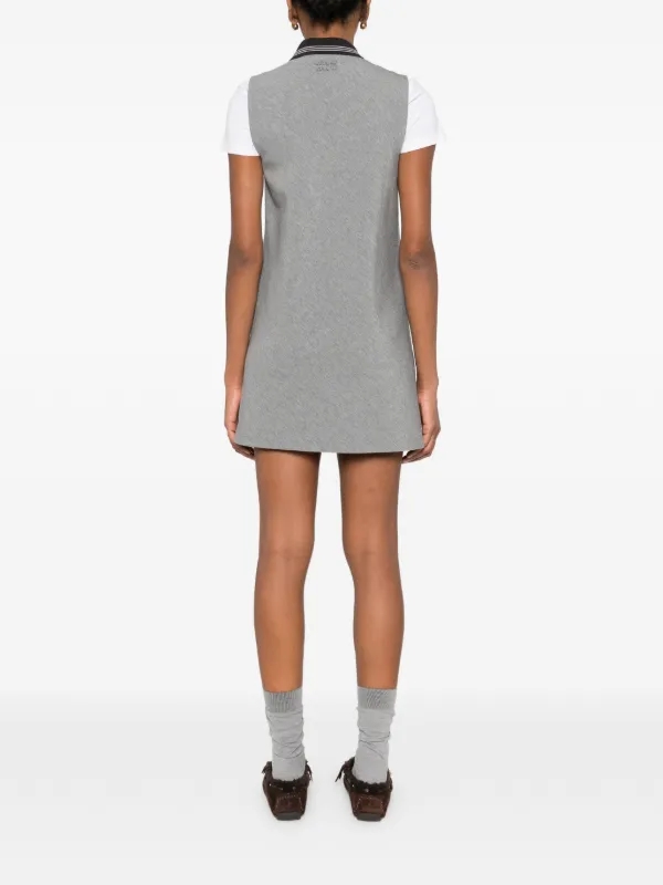 Miu Miu half-zip polo-collar Mini Dress | Grey | FARFETCH