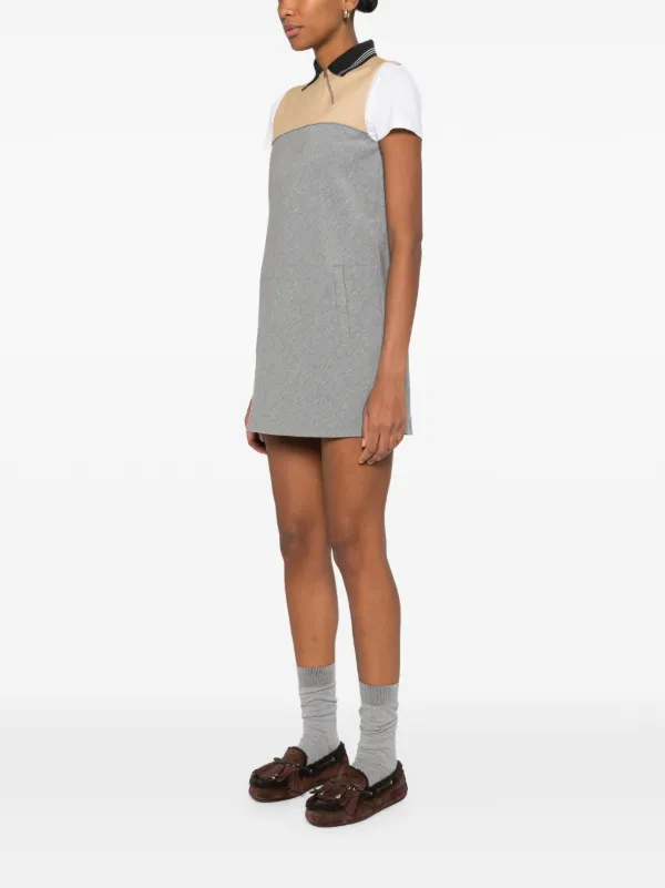 Miu Miu half-zip polo-collar Mini Dress | Grey | FARFETCH
