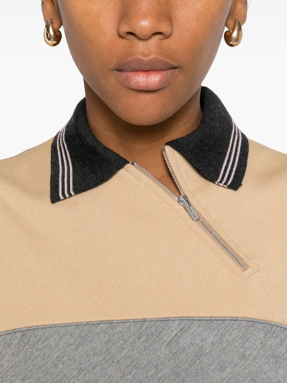 Miu Mini-jurk met halve rits en polokraag Grijs