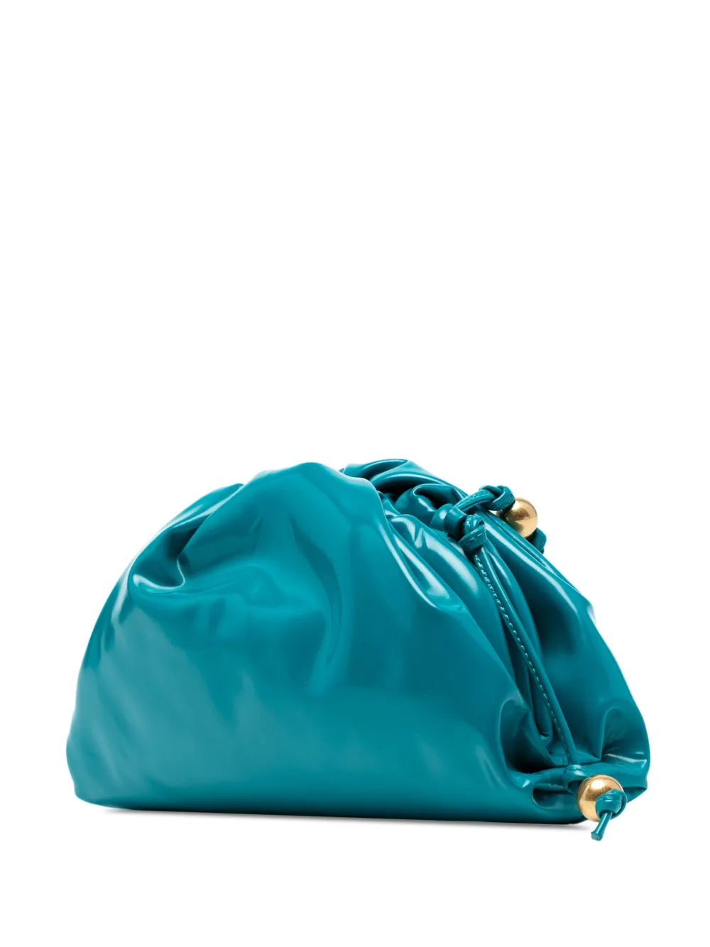 Pre-owned Bottega Veneta 2012-2025 Patent Beaded Strap The Mini Pouch Crossbody Bag In Blue