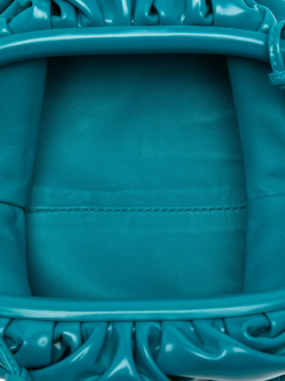 Pre-owned Bottega Veneta 2012-2025 Patent Beaded Strap The Mini Pouch Crossbody Bag In Blue