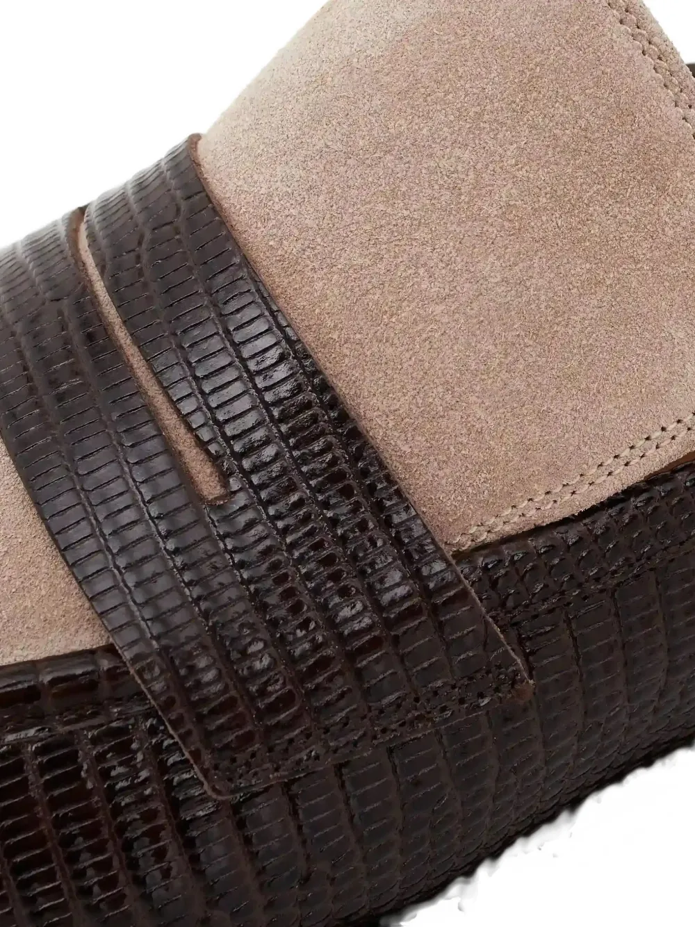 Atp Atelier Montazzoli Lizard-effect Panelled Loafers In Brown