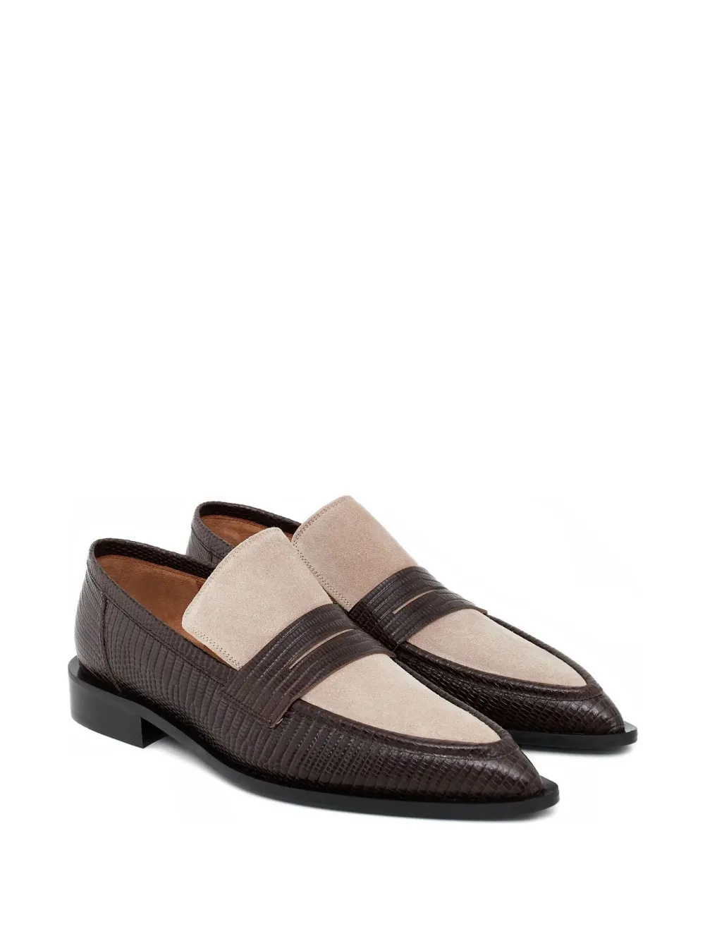 Atp Atelier Montazzoli Lizard-effect Panelled Loafers In Brown