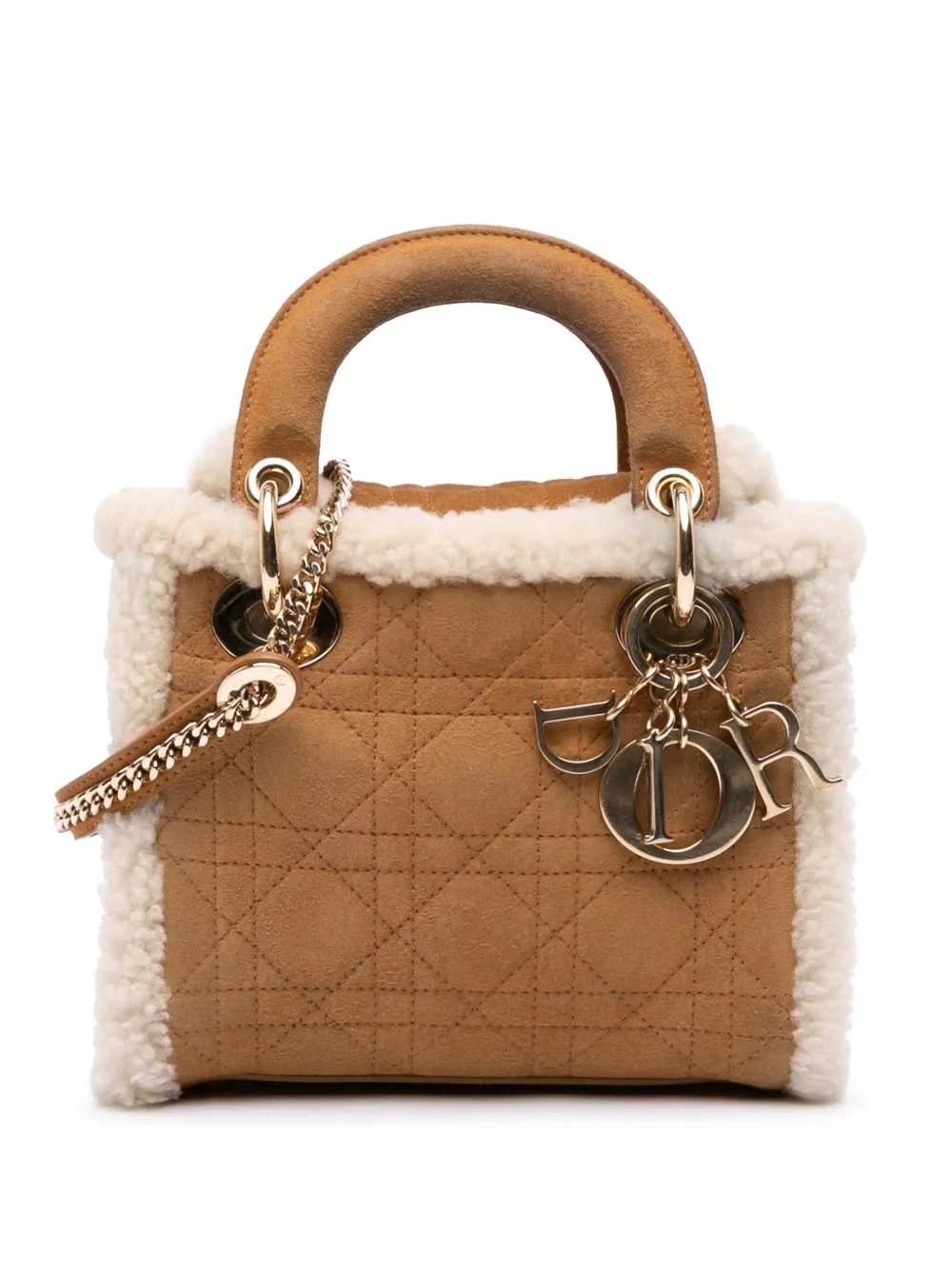 Christian Dior Pre-Owned 2020-2025 ミニ スエード カナージュ シアリングトリム レディ ディオール Christian Dior Pre-Owned 2020-2025 ミニ スエード カナージュ シアリングトリム レディ ディオール