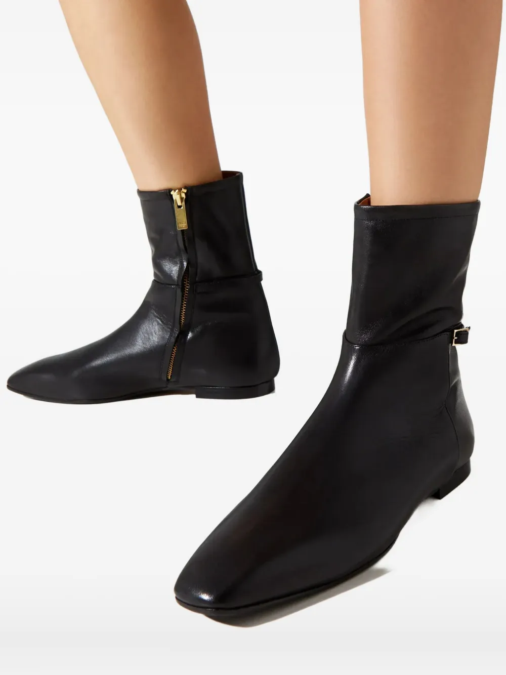 Atp Atelier Barzio Pointed Strap Boots In Black