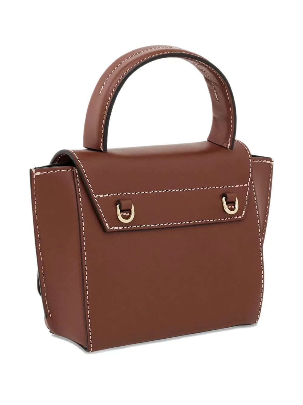 Atp Atelier Mini Montalcino Contrast-stitching Flap Tote Bag In Brown