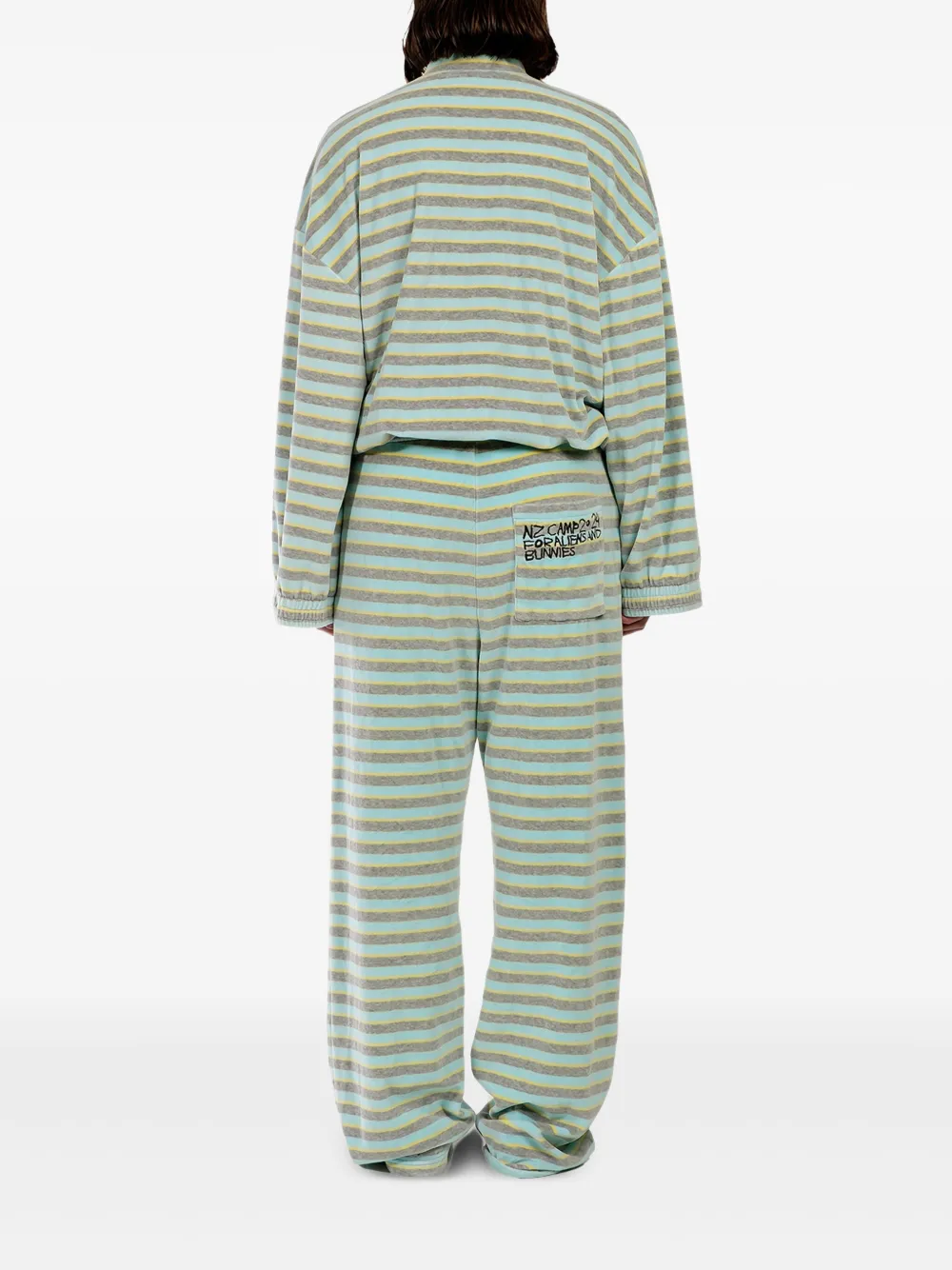 Natasha Zinko Striped Embroidered Track Pants In Green