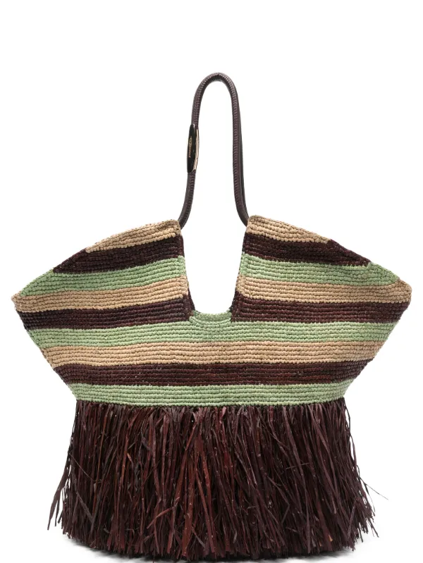 Zimmermann Goldentime Large Fringe Tote in Red