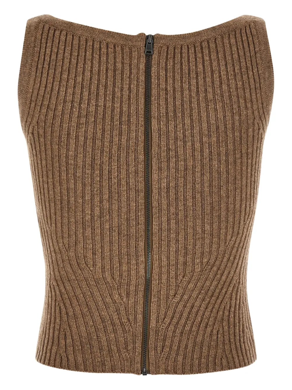 Max Mara Aretusa Ribbed-knit Tank Top In Brown