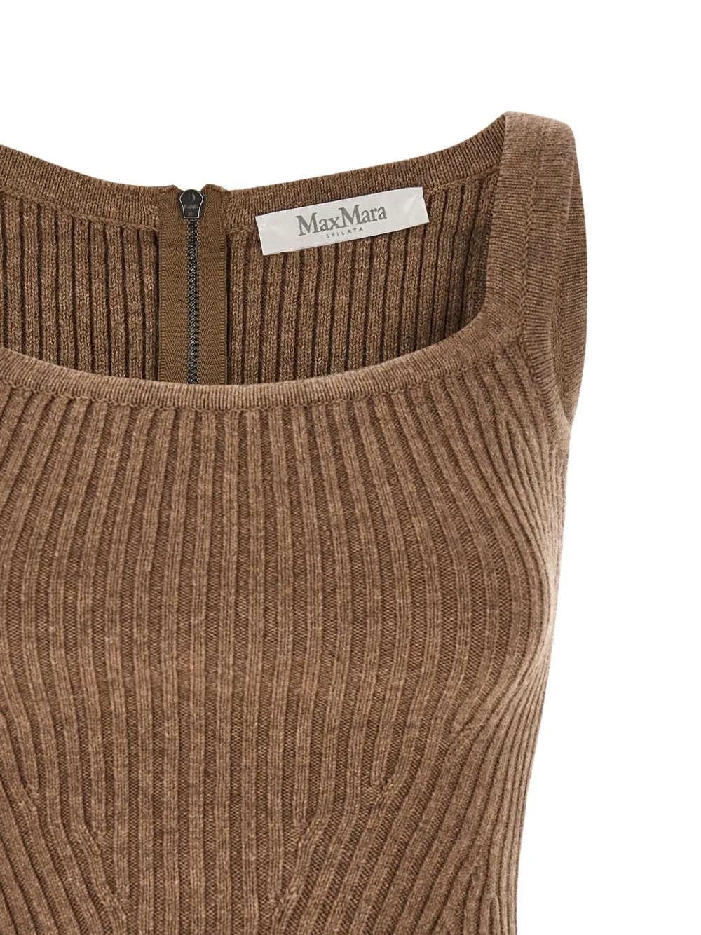 Max Mara Aretusa Ribbed-knit Tank Top In Brown
