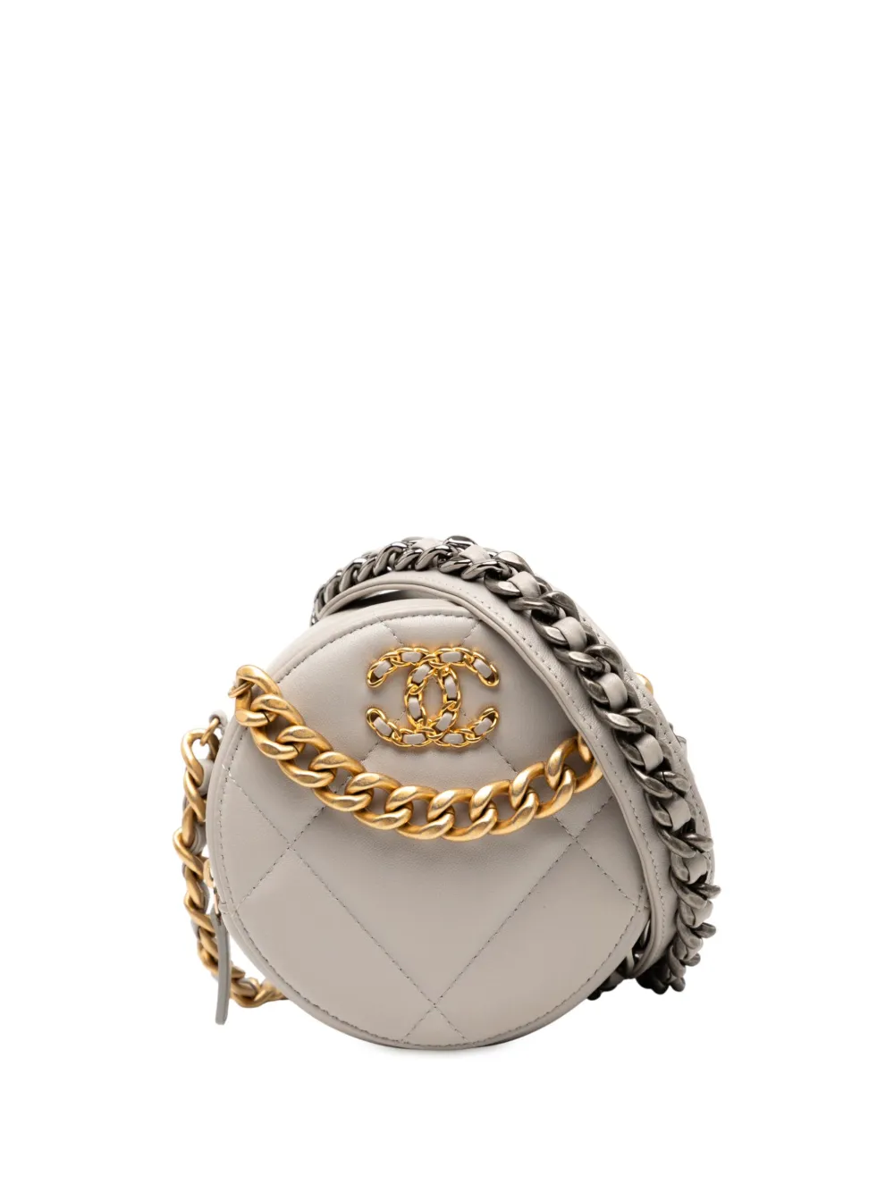 CHANEL Pre-Owned 2021 ラムスキン 19 ラウンド クラッチ ウィズ チェーン サッチェルバッグ - ブラウン CHANEL Pre-Owned 2021 ラムスキン 19 ラウンド クラッチ ウィズ チェーン サッチェルバッグ - ブラウン