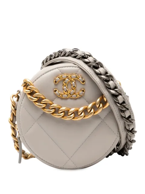 CHANEL Pre-Owned 2021 Lambskin 19 Round Clutch with Chain satchel