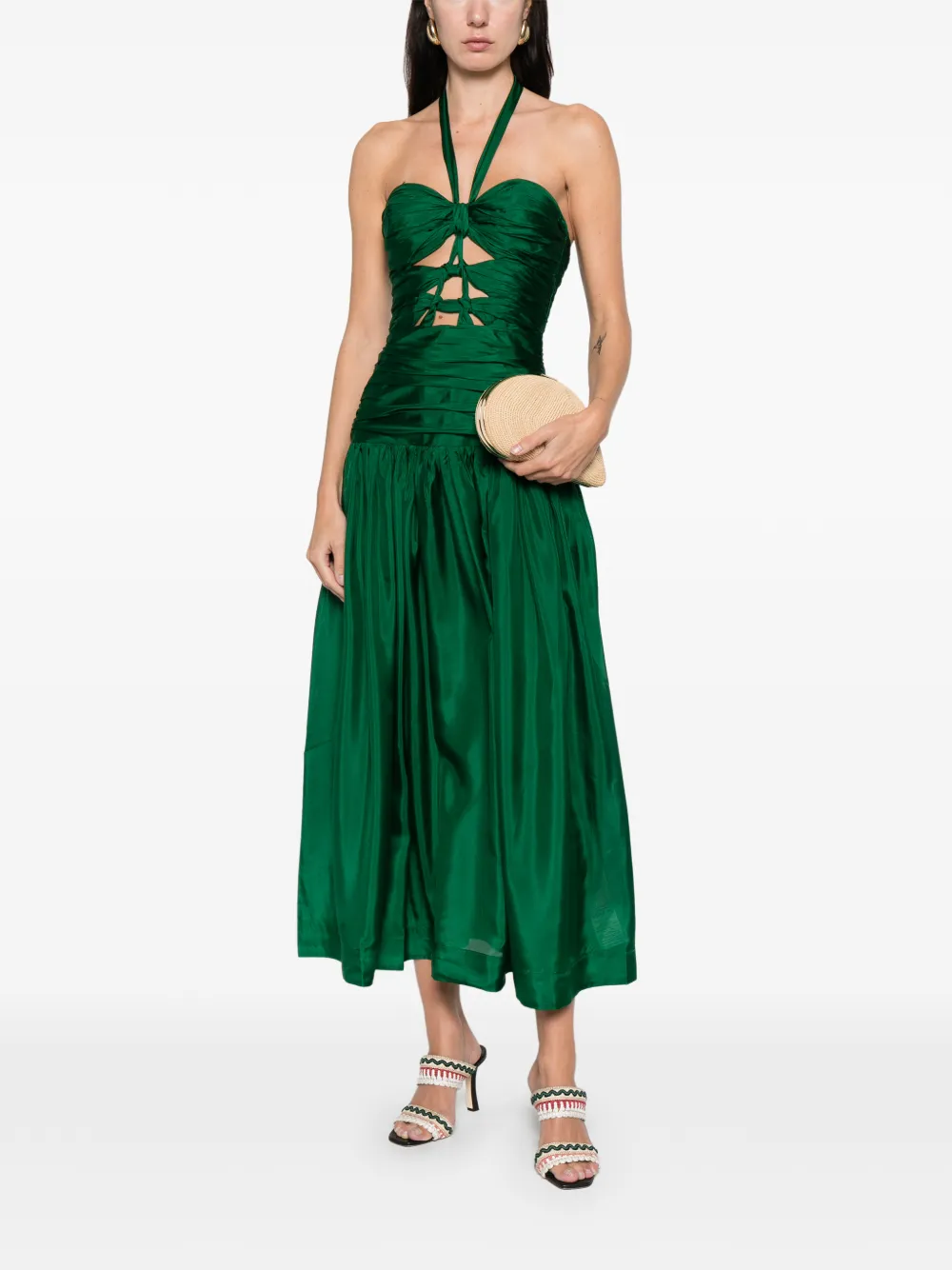 ZIMMERMANN halter ruched midi dress - Groen