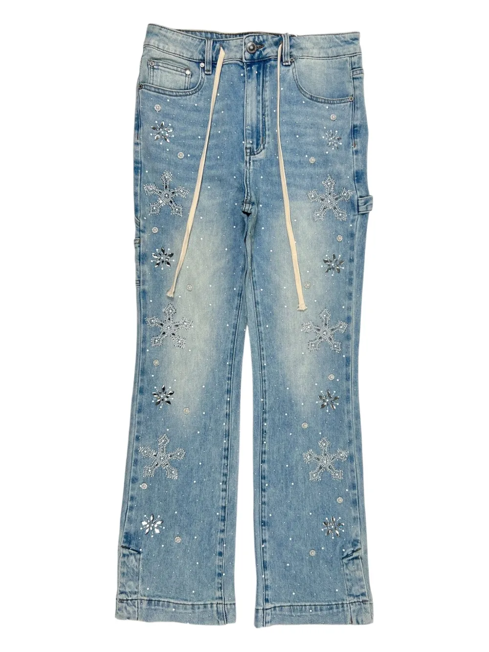 duaa Righteous rhinestone-embellished distressed jeans | azul | Image 1