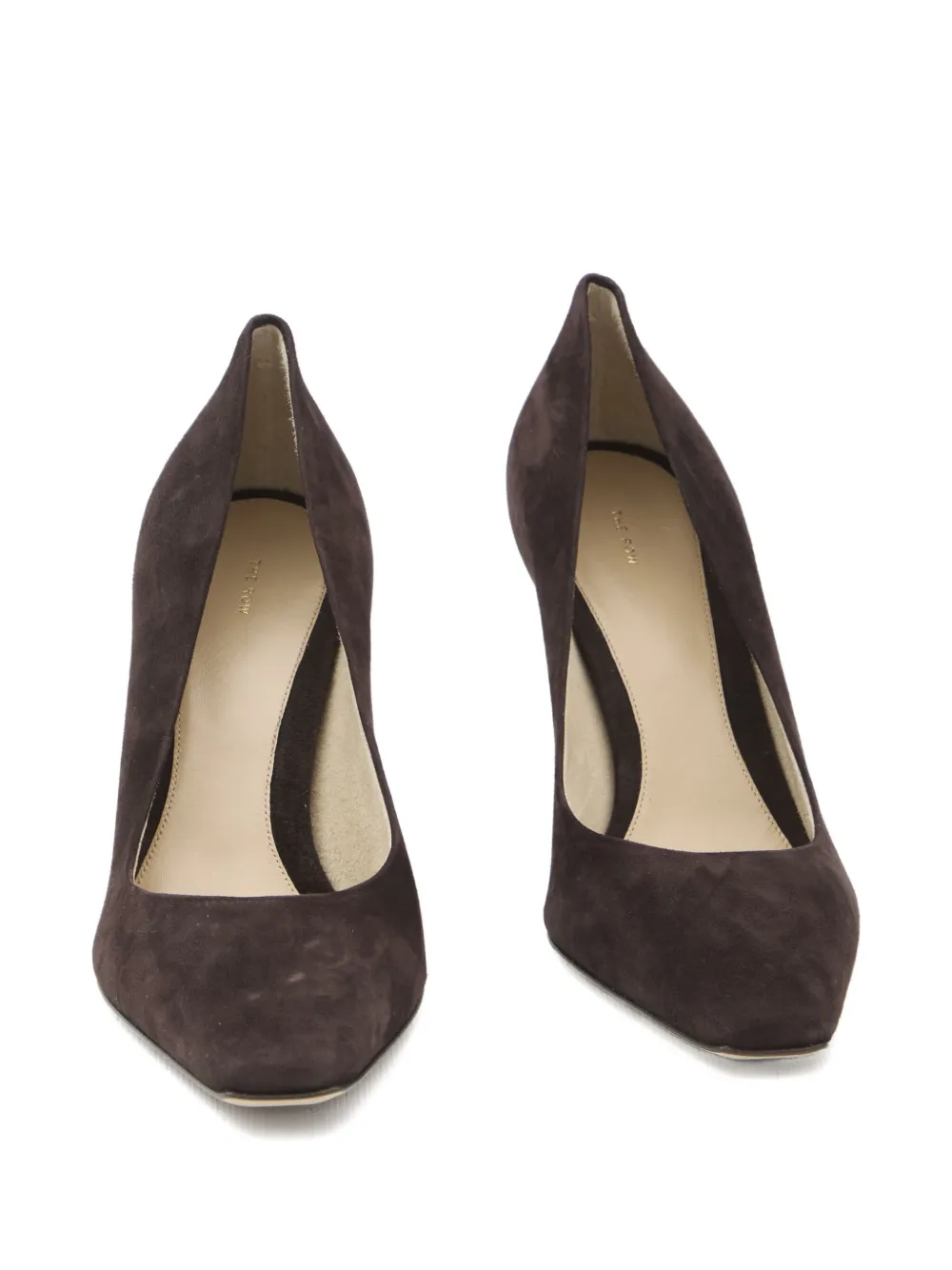 The Row 80 mm suède pumps met vierkante neus Bruin
