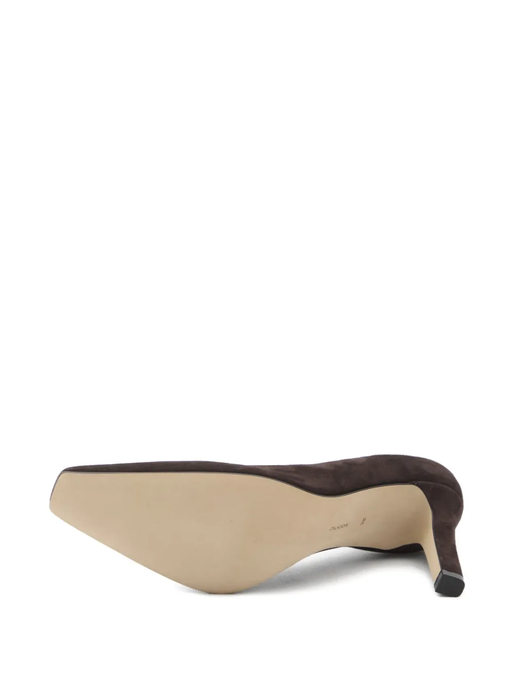 The Row 80 mm suède pumps met vierkante neus Bruin