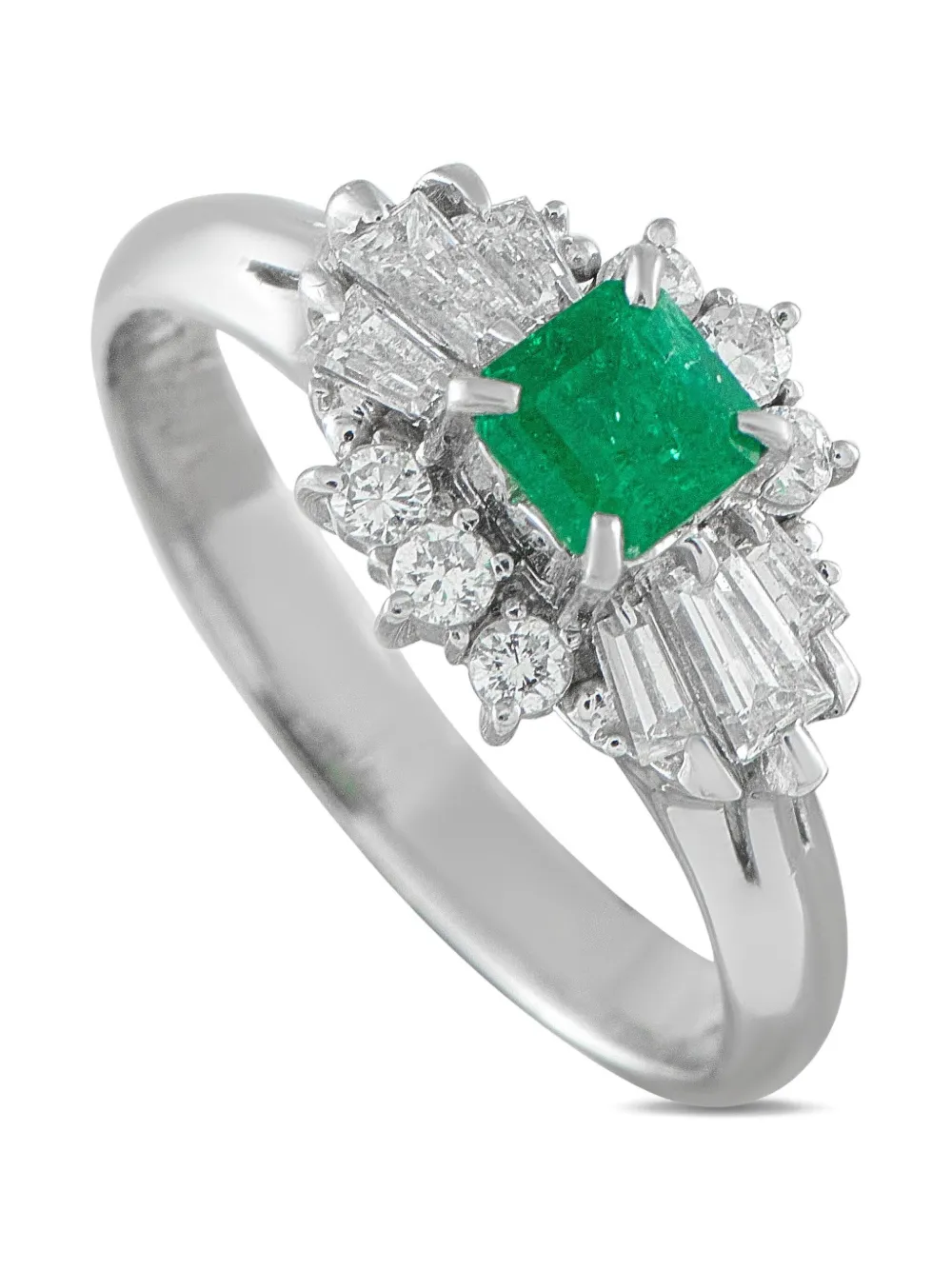 LB Exclusive platinum diamond and emerald ring - シルバートーン LB Exclusive platinum diamond and emerald ring - シルバートーン