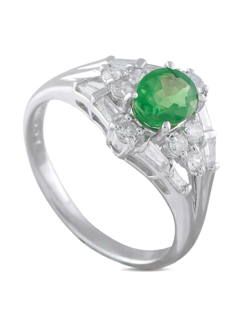 LB Exclusive platinum diamond and tsavorite ring - シルバートーン LB Exclusive platinum diamond and tsavorite ring - シルバートーン