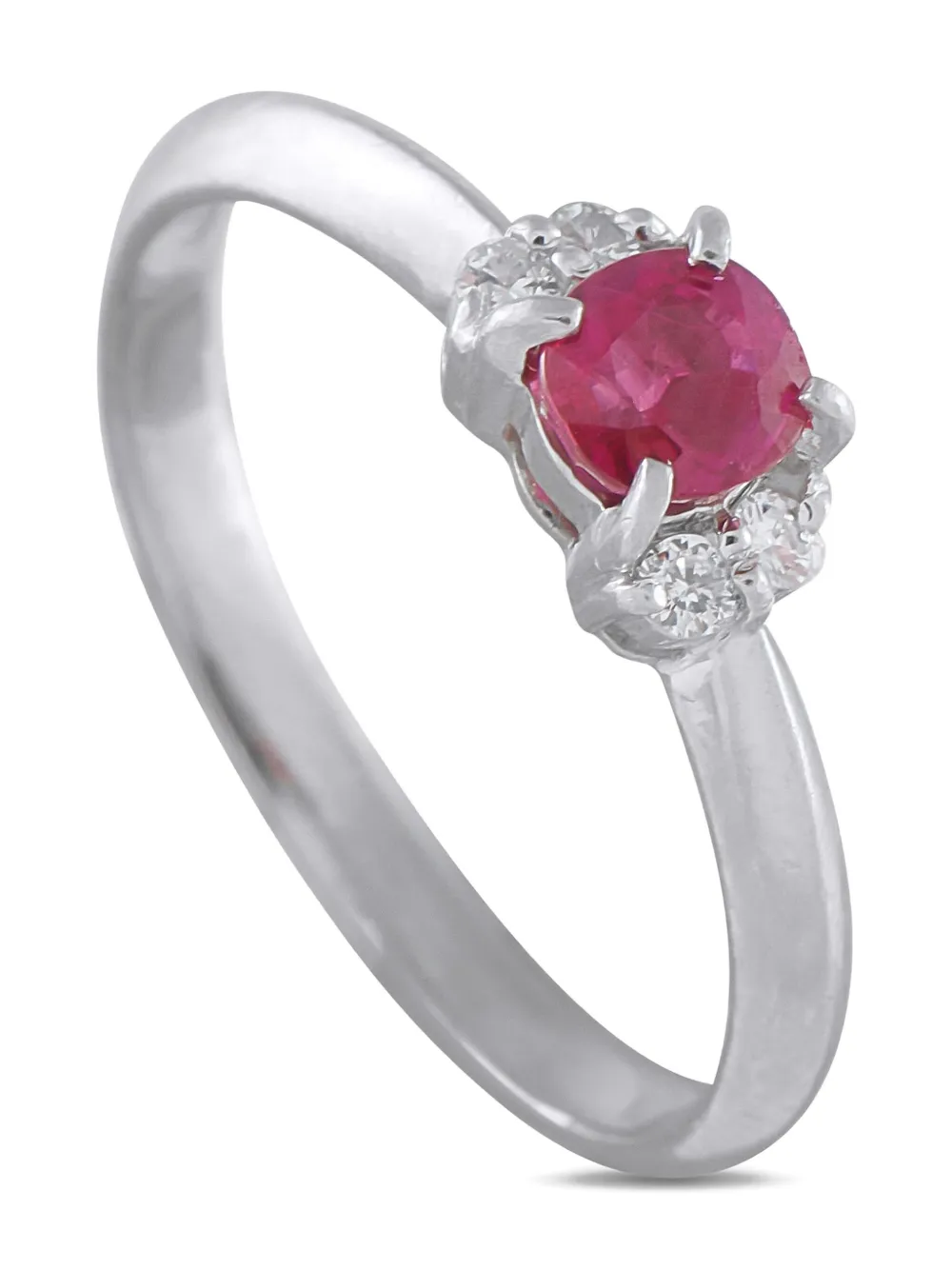 LB Exclusive platinum diamond and ruby ring | Silver | Image 1
