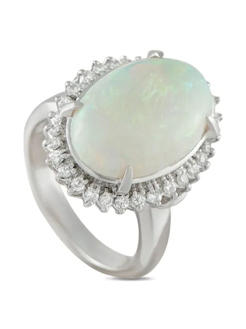 LB Exclusive platinum diamond and opal ring