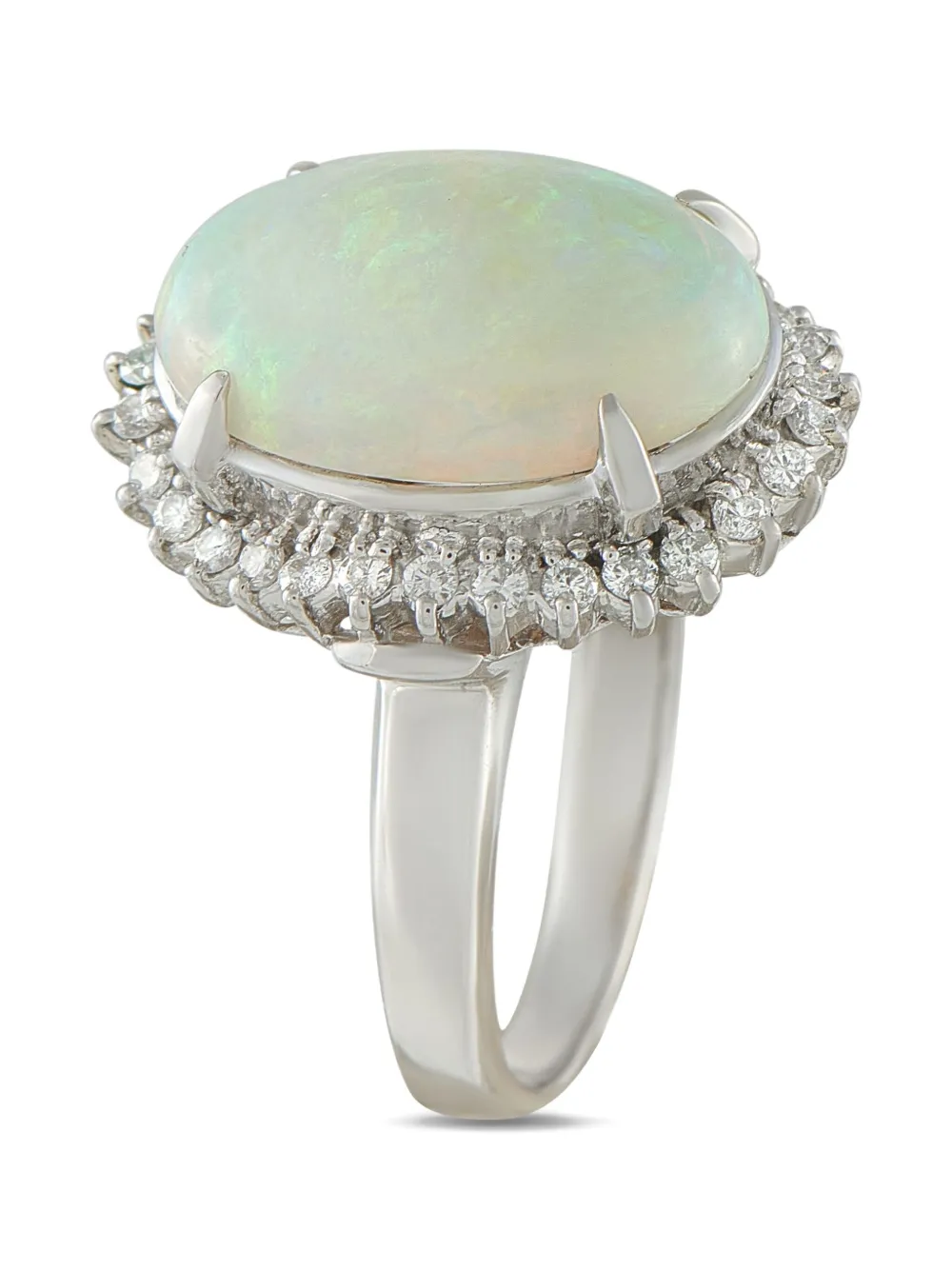 LB Exclusive platinum diamond and opal ring - シルバートーン
