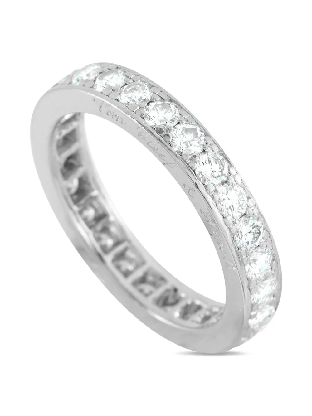 Van Cleef & Arpels Platinum Diamond Eternity Band Ring - Argento