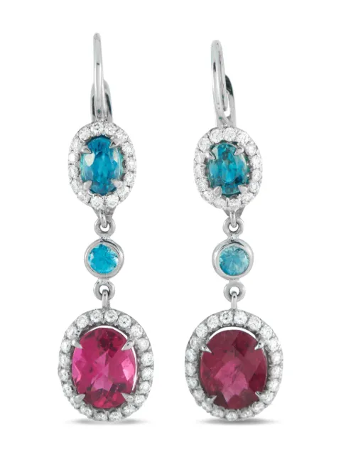 LB Exclusive 18K white gold diamond zircon tourmaline earrings