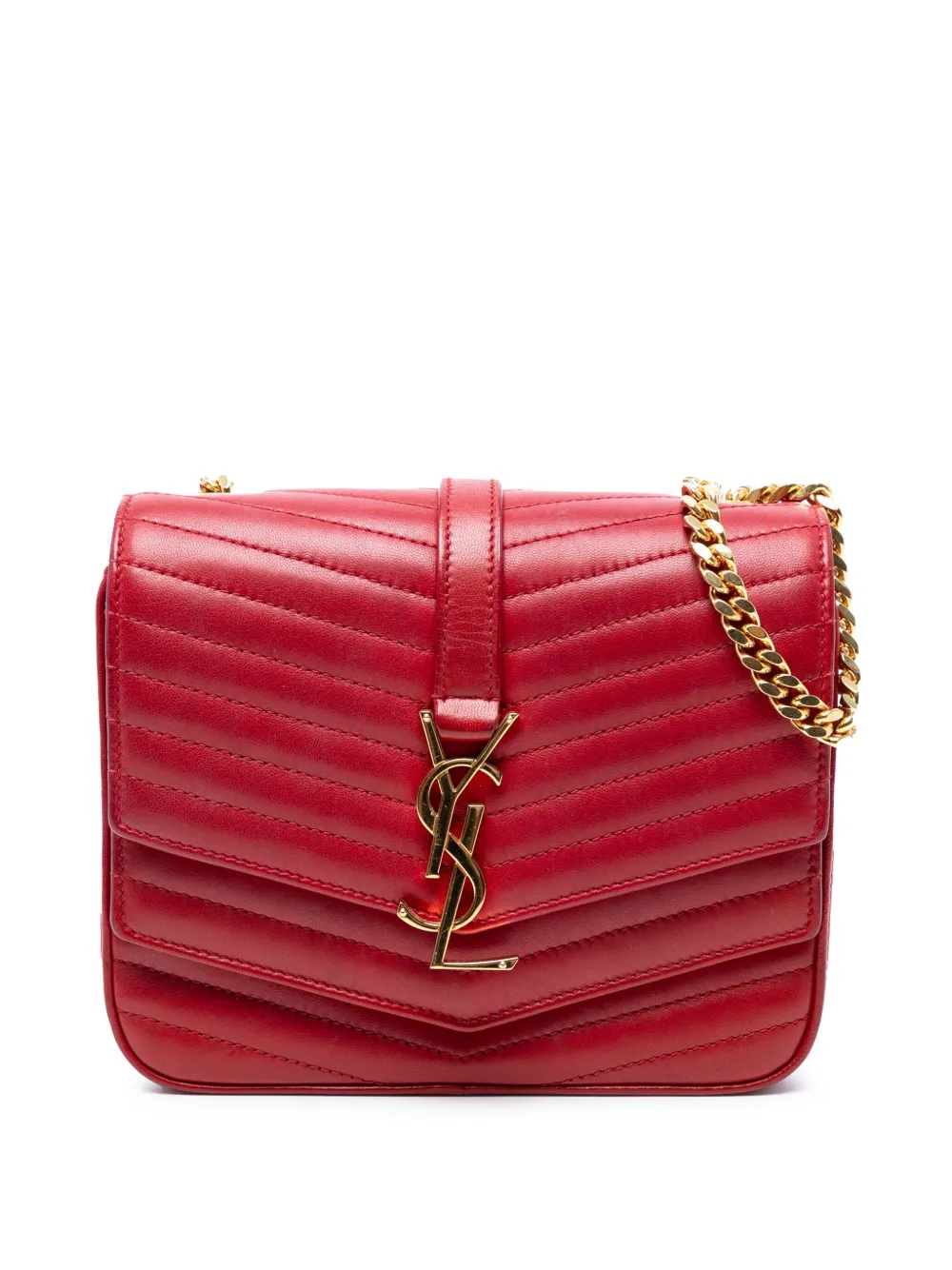 Saint Laurent Pre-Owned 2019 Small Chevron Lambskin Monogram Sulpice Saint Laurent Pre-Owned 2019 Small Chevron Lambskin Monogram Sulpice