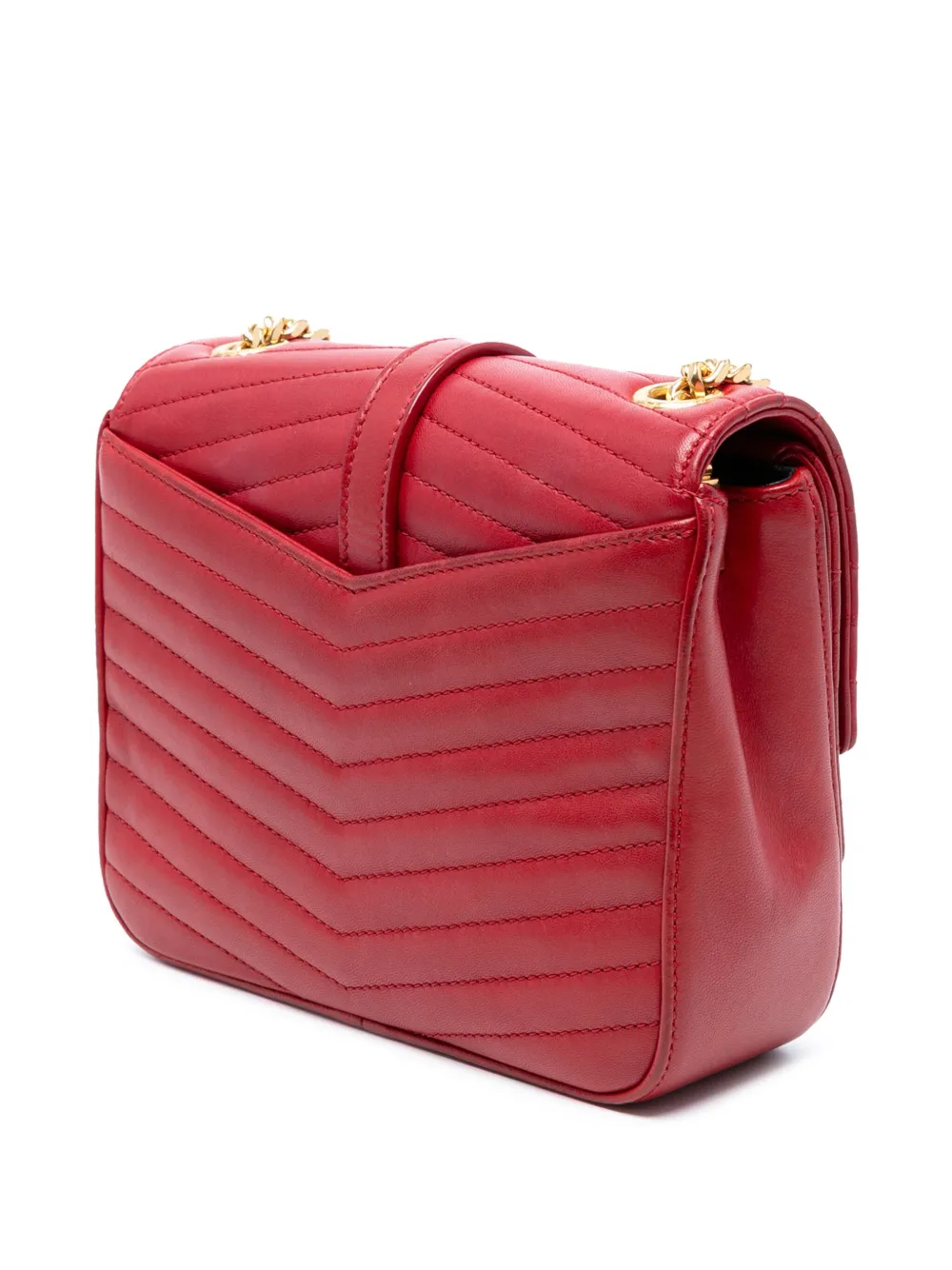 SAINT LAURENT Pre-owned 2019 Small Chevron Lambskin Monogram Sulpice Bag Crossbody Bag In Red