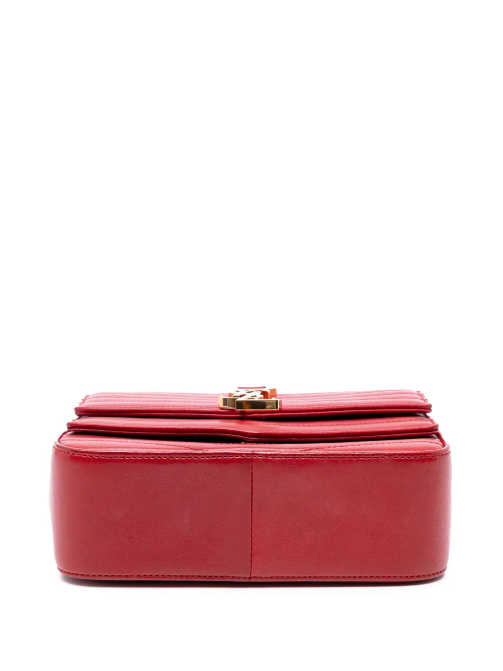 SAINT LAURENT Pre-owned 2019 Small Chevron Lambskin Monogram Sulpice Bag Crossbody Bag In Red