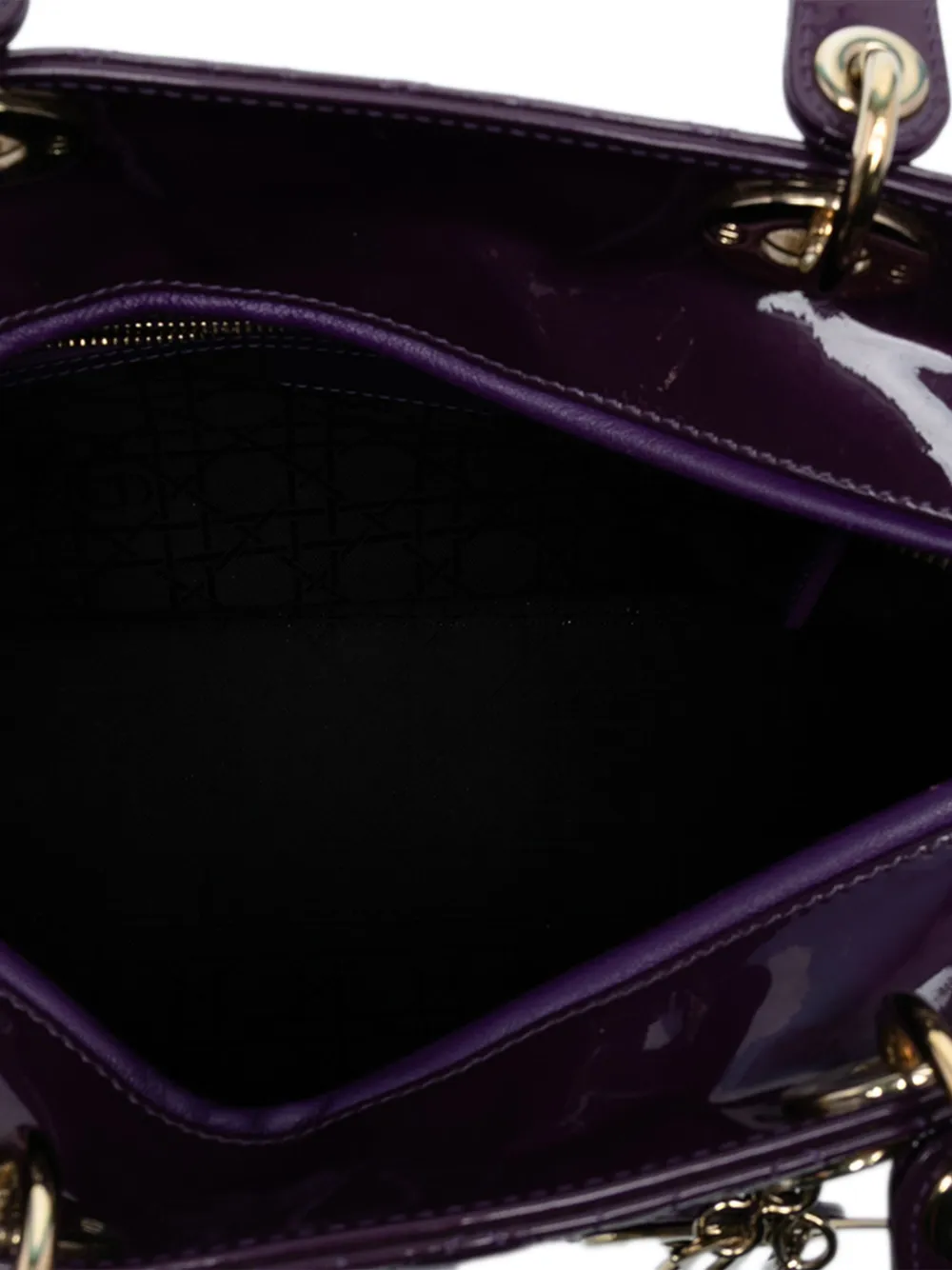 Pre-owned Dior 2012 Large Patent Cannage Lady  Satchel In Purple