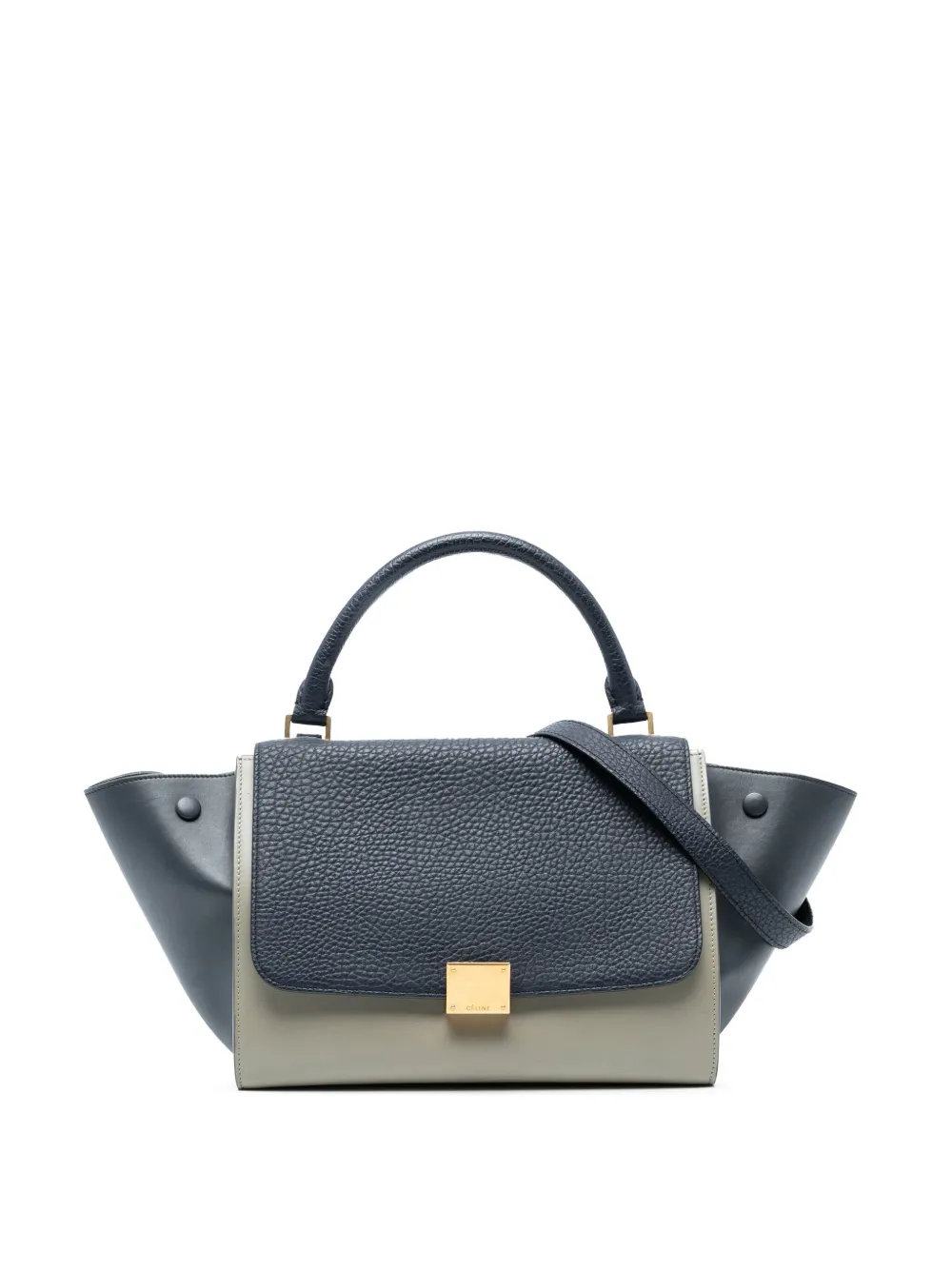 Celine Pre-Owned 2016 ミディアム バイカラーレザー トラペーズ サッチェルバッグ - ブルー Celine Pre-Owned 2016 ミディアム バイカラーレザー トラペーズ サッチェルバッグ - ブルー