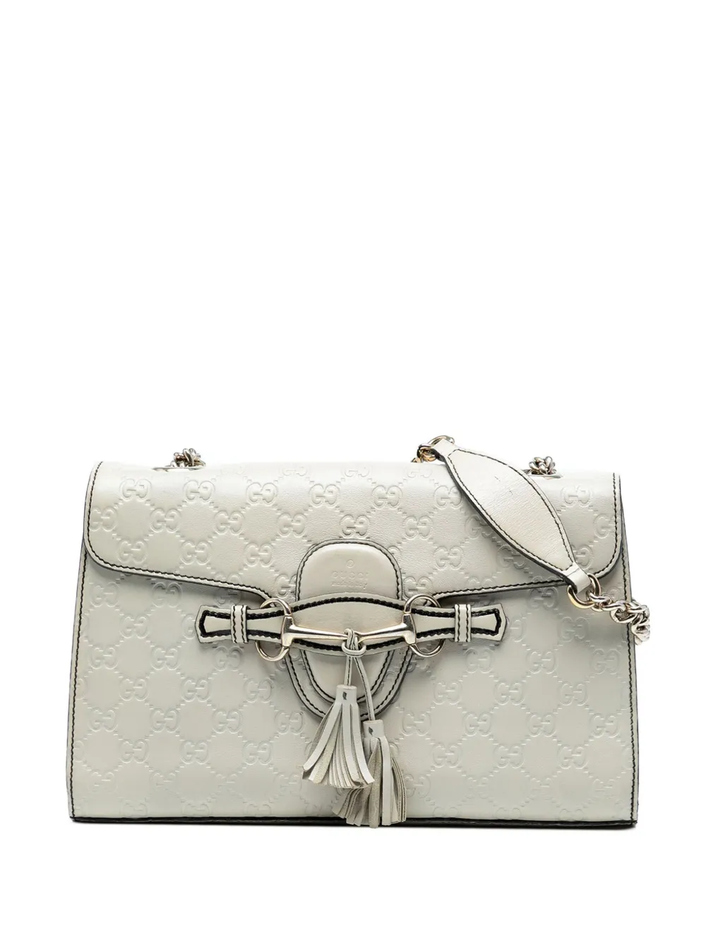 Gucci Pre-Owned 2016-2025 ミディアム エミリー グッチシマ ショルダーバッグ - ホワイト Gucci Pre-Owned 2016-2025 ミディアム エミリー グッチシマ ショルダーバッグ - ホワイト