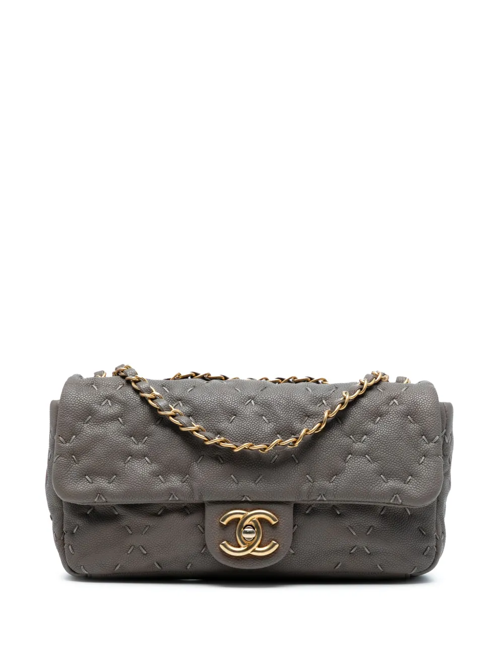 Pre-owned Chanel 2011 Cc Caviar Wild Stitch Flap Shoulder Bag In Gray