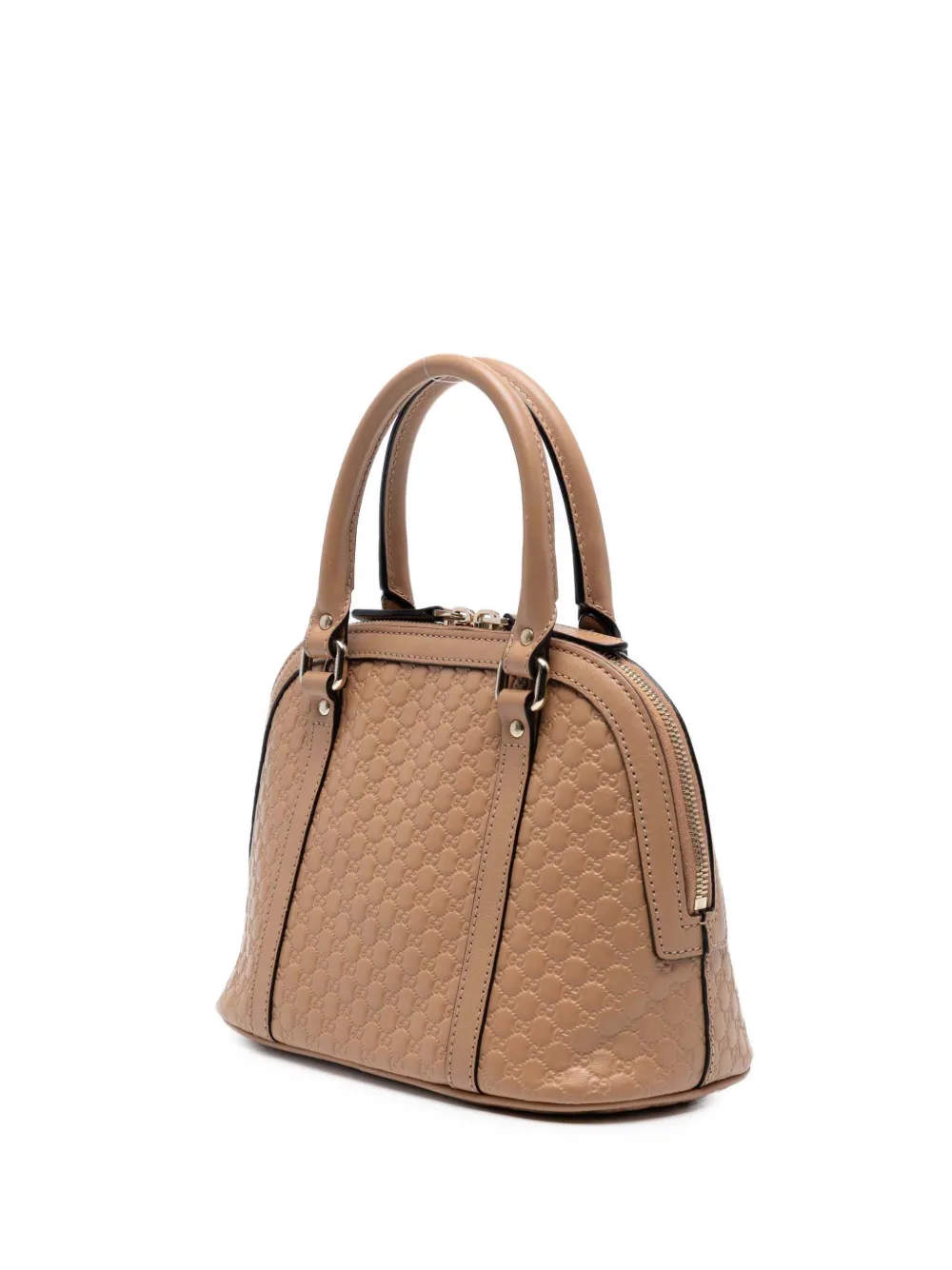 Pre-owned Gucci 2016-2025 Mini Microssima Dome Satchel In Brown